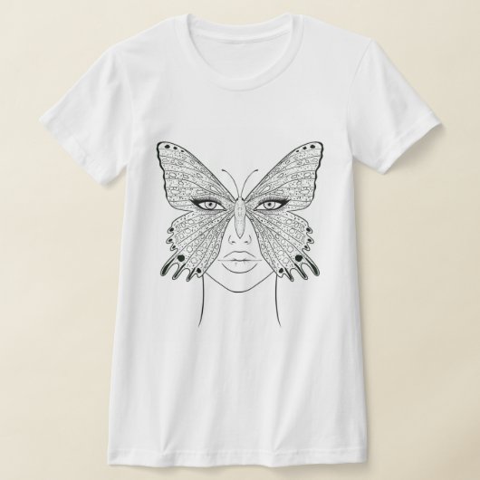 Vrouw gezicht Art T-shirt ontwerp, vlinder gezicht (Laagn)