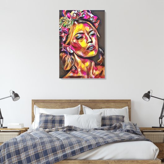 Vrouw gezicht canvas afdruk (Insitu (Slaapkamer))