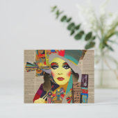 Vrouw Gezicht Gemengde Media Collage Briefkaart (Staand voorkant)