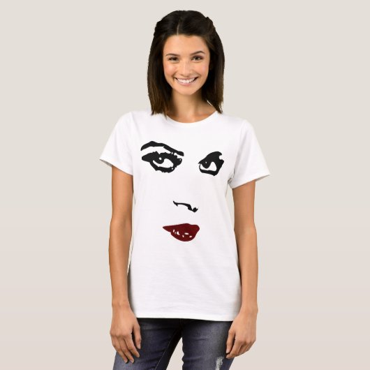 Vrouw gezicht, houtskooltekening gedigitaliseerd t-shirt (Voorkant volledig)