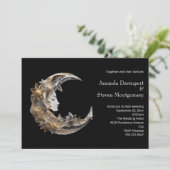 Vrouw Gezicht in de Maan Bruiloft Kaart (Staand voorkant)