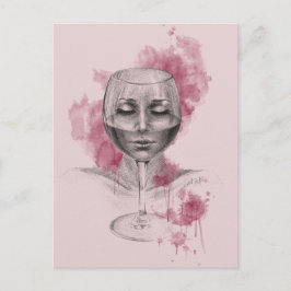 Vrouw gezicht in surrealistische tekenkunst van wi briefkaart