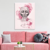 Vrouw gezicht in surrealistische tekenkunst van wi canvas afdruk (Insitu (Woonkamer))