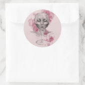 Vrouw gezicht in surrealistische tekenkunst van wi ronde sticker (Tas)