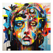 Vrouw Gezicht Kleurrijk Expressionisme Foto Afdruk (Voorkant)