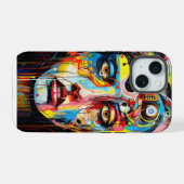Vrouw Gezicht Kleurrijk Expressionisme iPhone 15 Case (Achterkant horizontaal)