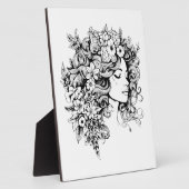 Vrouw gezicht kunst met bloem voor home decore fotoplaat (Zijkant)