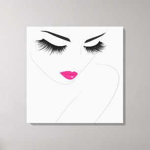 Vrouw Gezicht lange wimpers Lash Extension Line ar Canvas Afdruk