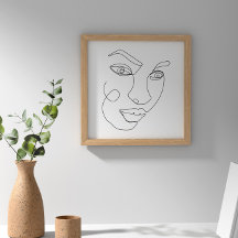 Vrouw Gezicht Lijn Kunst Zwart-Wit