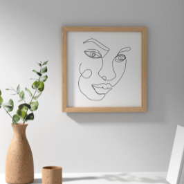 Vrouw Gezicht Lijn Kunst Zwart-Wit Poster