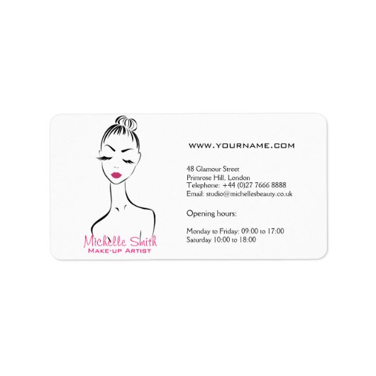 Vrouw gezicht Make-up artiest bedrijf branding Etiket (Voorkant)