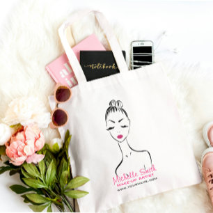 Vrouw gezicht Make-up artiest bedrijf branding Tote Bag