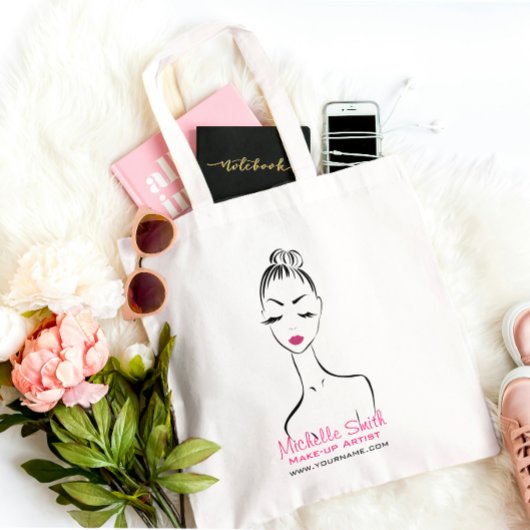 Vrouw gezicht Make-up artiest bedrijf branding Tote Bag