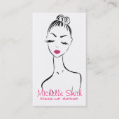 Vrouw gezicht Make-up artiest visitekaartje ontwer (Voorkant)