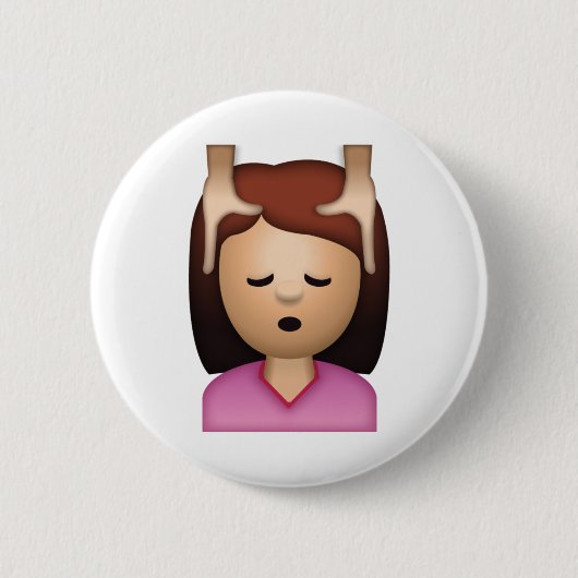 Vrouw Gezicht Massage - Emoji Ronde Button 5,7 Cm (Voorkant)