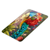 Vrouw gezicht met floral n peace-ock veren magneet (Linkerzijde)