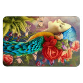 Vrouw gezicht met floral n peace-ock veren magneet (Horizontaal)