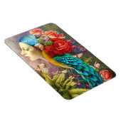 Vrouw gezicht met floral n peace-ock veren magneet (Rechterzijde)