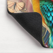 Vrouw gezicht met floral n peace-ock veren muismat (Hoek)