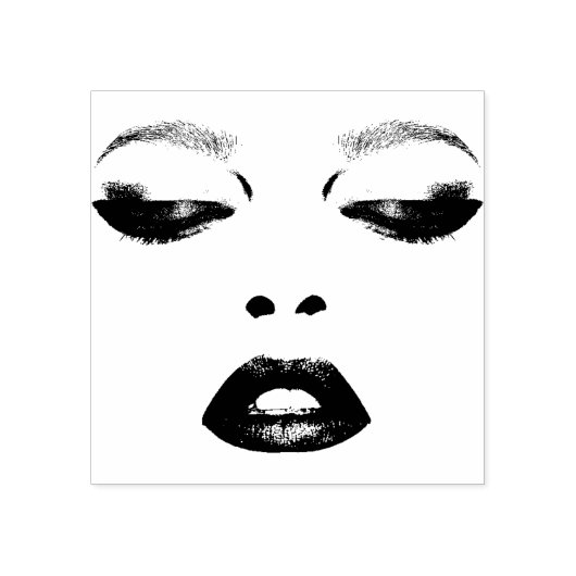 vrouw Gezicht Ogen Lippen Mode Make-up Art Rubberstempel (Afrduk)