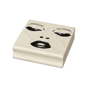 vrouw Gezicht Ogen Lippen Mode Make-up Art Rubberstempel