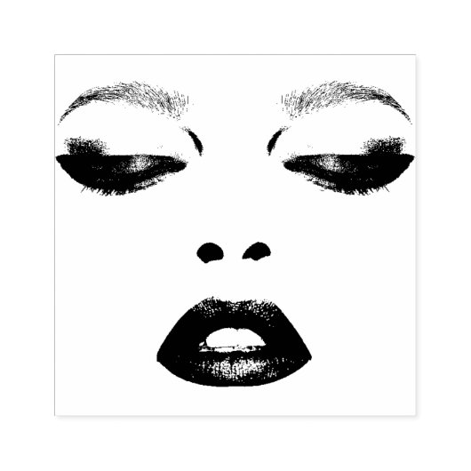 vrouw Gezicht Ogen Lippen Mode Make-up Art Rubberstempel (Afrduk)