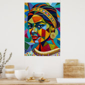 Vrouw gezicht op mozaïek poster (Keuken)