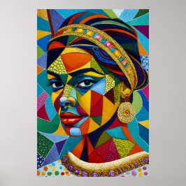 Vrouw gezicht op mozaïek poster