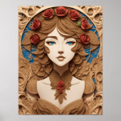 vrouw gezicht portretpapier quilling poster (Voorkant)