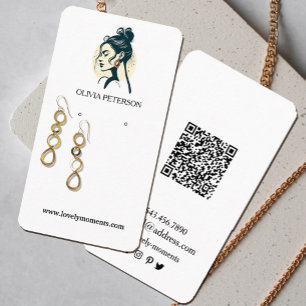 Vrouw Gezicht sieraden oorbel display kaart Visitekaartje