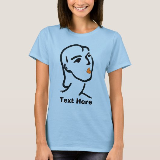 Vrouw gezicht, tekst toevoegen t-shirt (Voorkant)