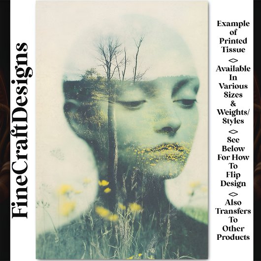 Vrouw Gezicht, Wildflowers Grass Trees CE4 Decoupa Tissuepapier