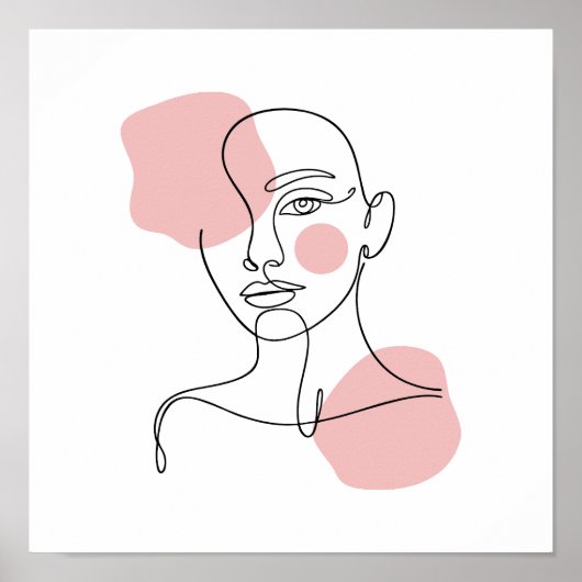 Vrouw Gezichtslijn Kunst Poster (Voorkant)