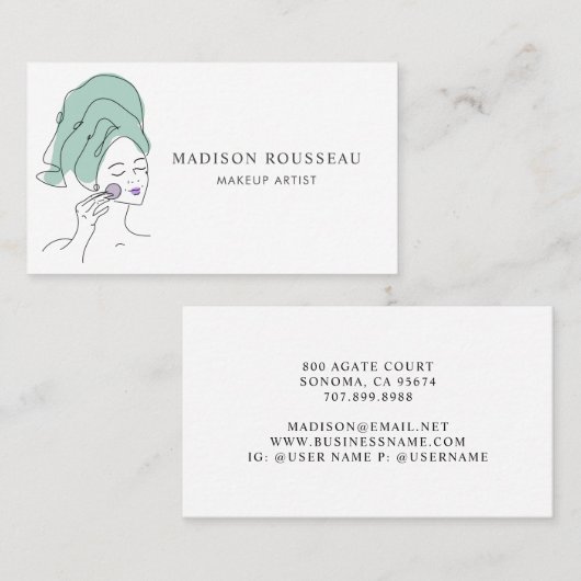 Vrouw gezichtslijn Trekker Makeup kunstenaar Visitekaartje (Voorkant / Achterkant)