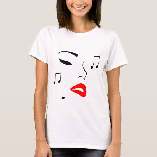 Vrouw Gezichtsmuziek T-shirt (Voorkant)