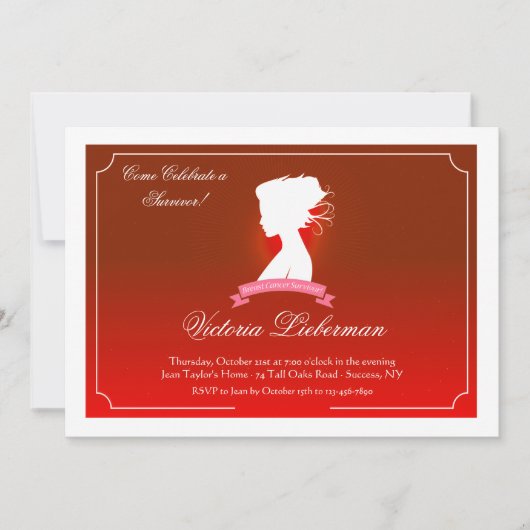 Vrouw: Gezondheidskanker Overlevingsuitnodiging vo Kaart (Voorkant)