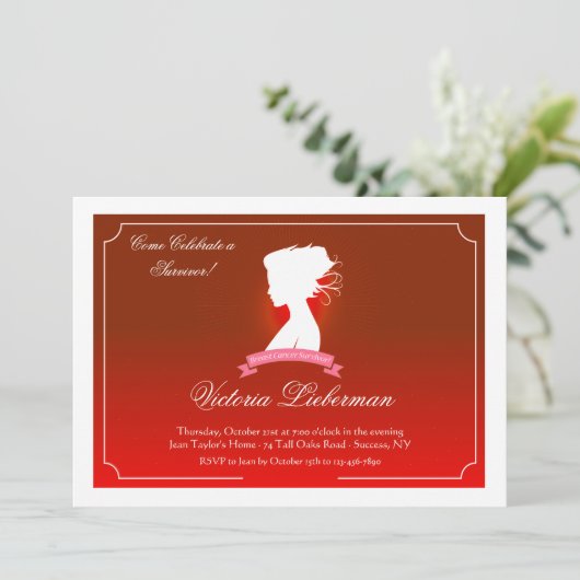 Vrouw: Gezondheidskanker Overlevingsuitnodiging vo Kaart (Staand voorkant)