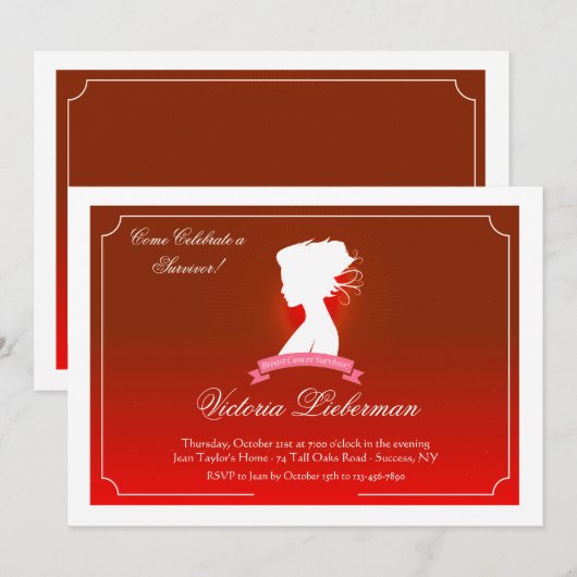 Vrouw: Gezondheidskanker Overlevingsuitnodiging vo Kaart (Voorkant / Achterkant)