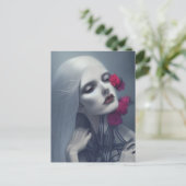 Vrouw Ghost Met Bloemen Briefkaart (Staand voorkant)
