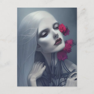 Vrouw Ghost Met Bloemen Briefkaart