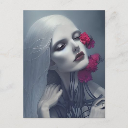 Vrouw Ghost Met Bloemen Briefkaart (Voorkant)