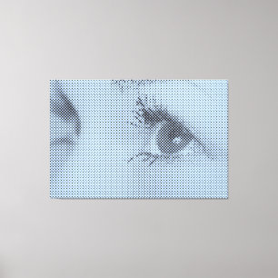 Vrouw Glance van het Honest Black&Blue Halftone Ef Canvas Afdruk