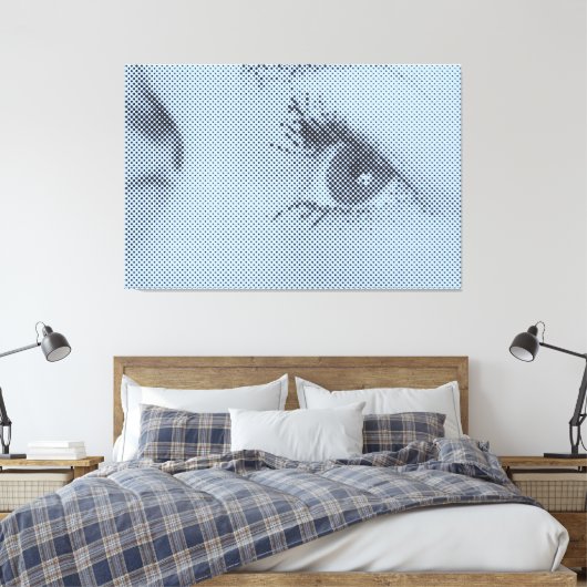 Vrouw Glance van het Honest Black&Blue Halftone Ef Canvas Afdruk (Insitu (Slaapkamer))