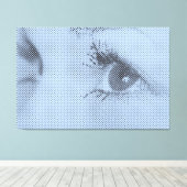 Vrouw Glance van het Honest Black&Blue Halftone Ef Canvas Afdruk (Insitu (Houten vloer))