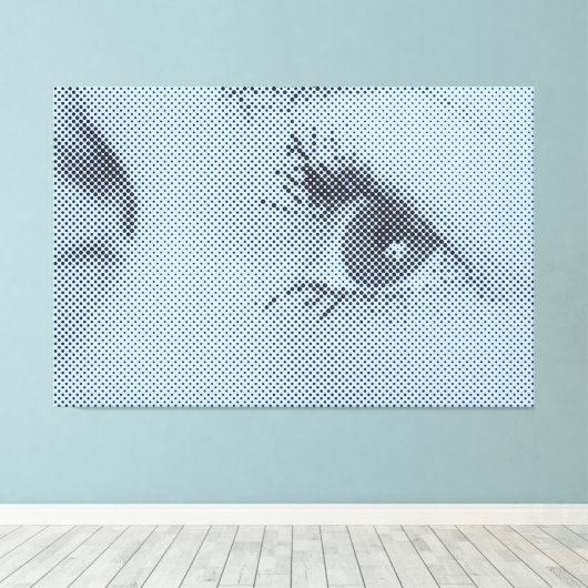 Vrouw Glance van het Honest Black&Blue Halftone Ef Canvas Afdruk (Insitu (Houten vloer))