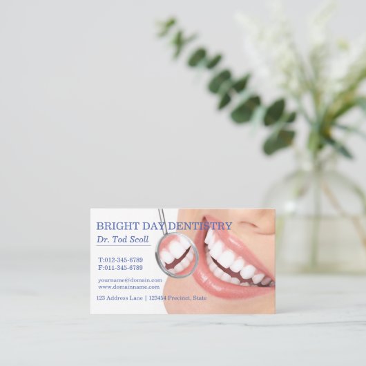 Vrouw glimlach Cosmetische Tandheelkunde Tandheelk Visitekaartje (Staand voorkant)