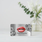 Vrouw Glimlach Tanden Whitening Tandheelkundige Zo Visitekaartje (Staand voorkant)