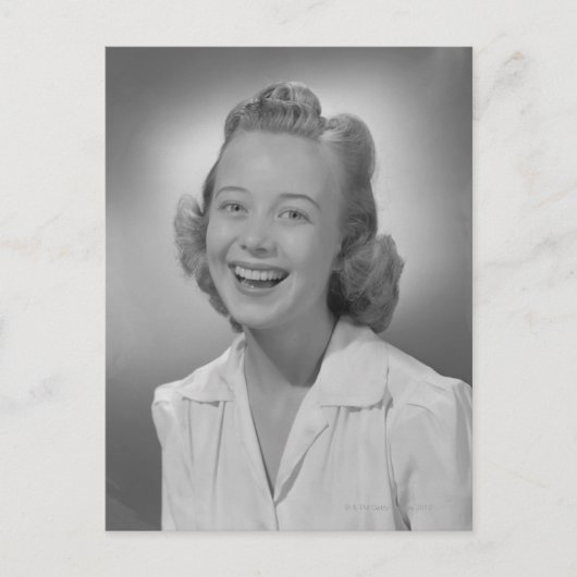 Vrouw glimlachen briefkaart (Voorkant)
