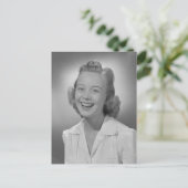Vrouw glimlachen briefkaart (Staand voorkant)