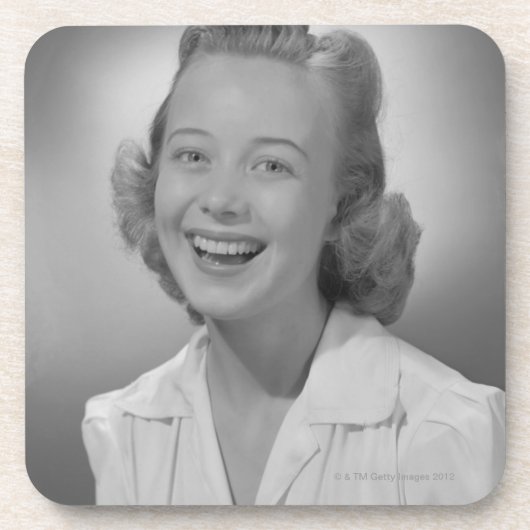 Vrouw glimlachen drankjes onderzetter (Voorkant)